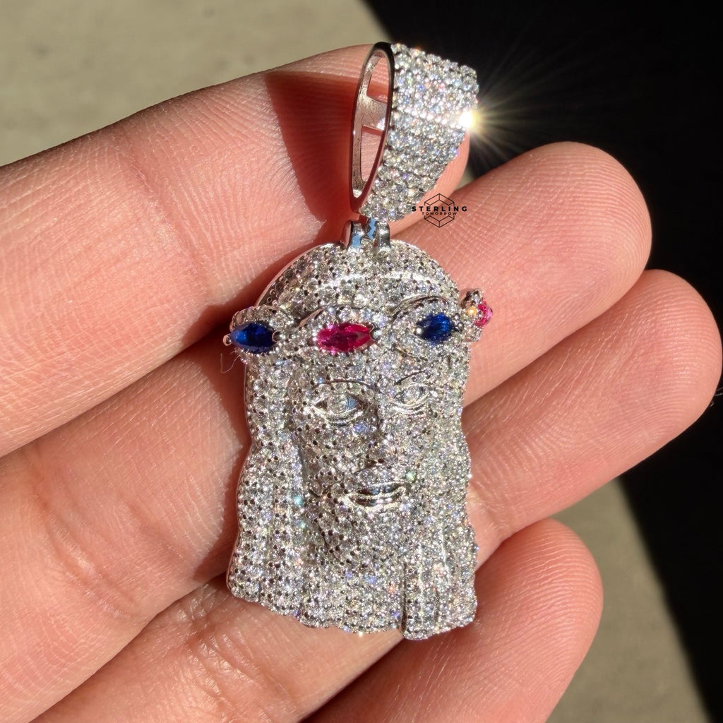 Moissanite Jesus Color Crown Pendant