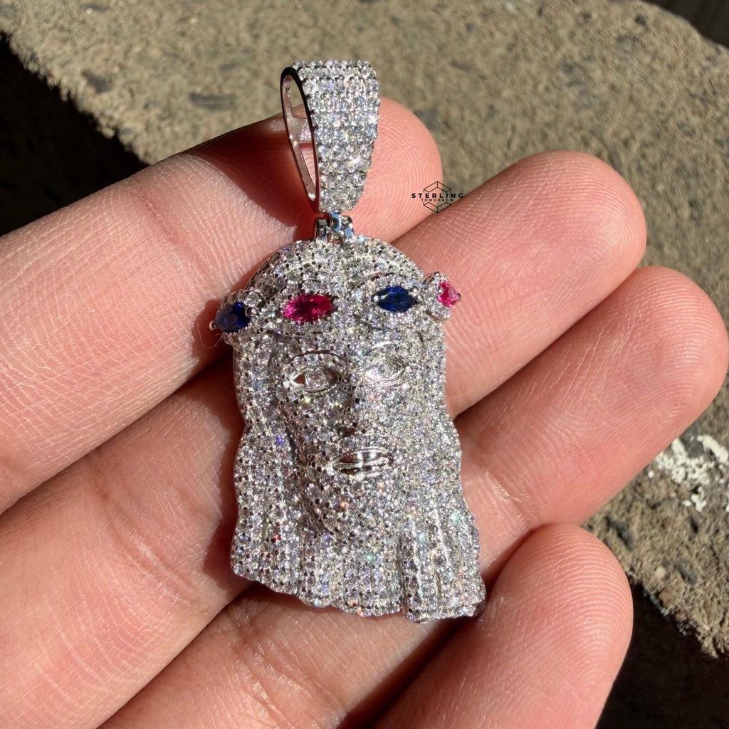 Moissanite Jesus Color Crown Pendant