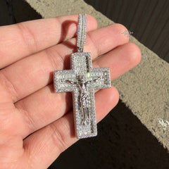 Moissanite Jesus Cross Crucifix Pendant