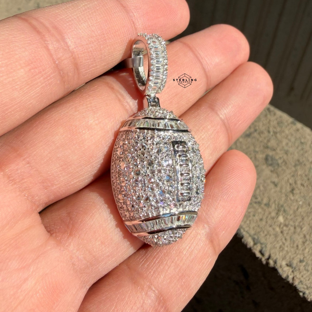 Moissanite Football Iced Pendant