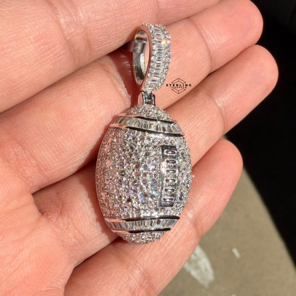 Moissanite Football Iced Pendant