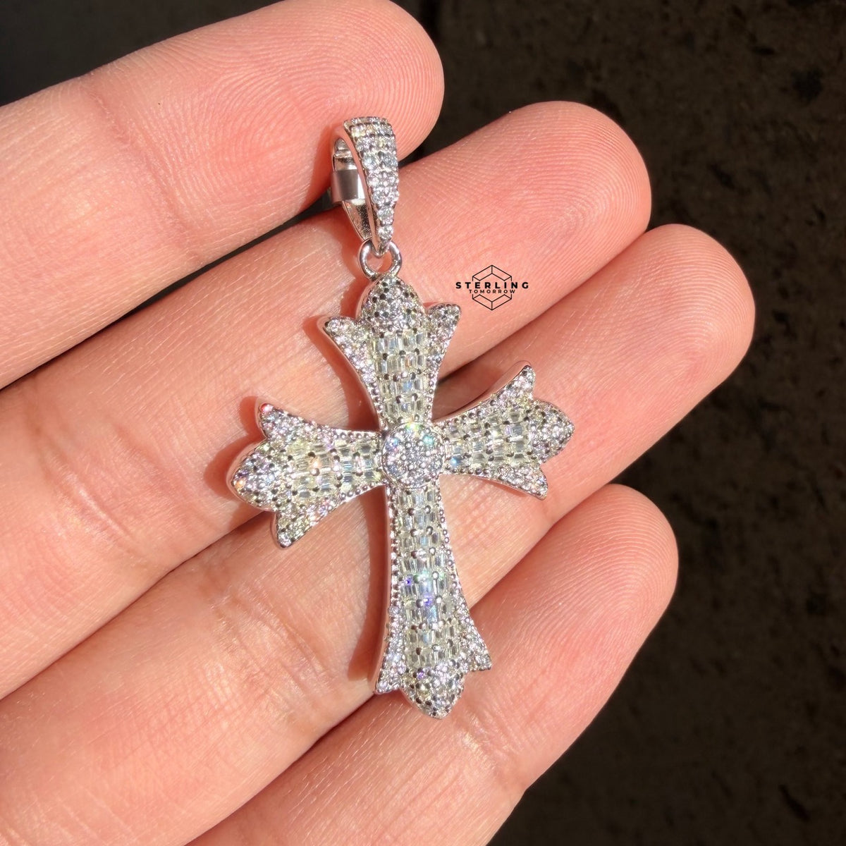 Moissanite Cross Heart Pendant