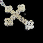 Multi Color Cross Pendant 14k White Gold Finish