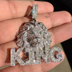 Moissanite King Lion Green Eyes Iced Pendant