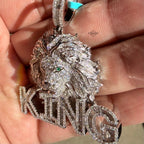Moissanite King Lion Green Eyes Iced Pendant