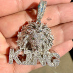 Moissanite King Lion Green Eyes Iced Pendant