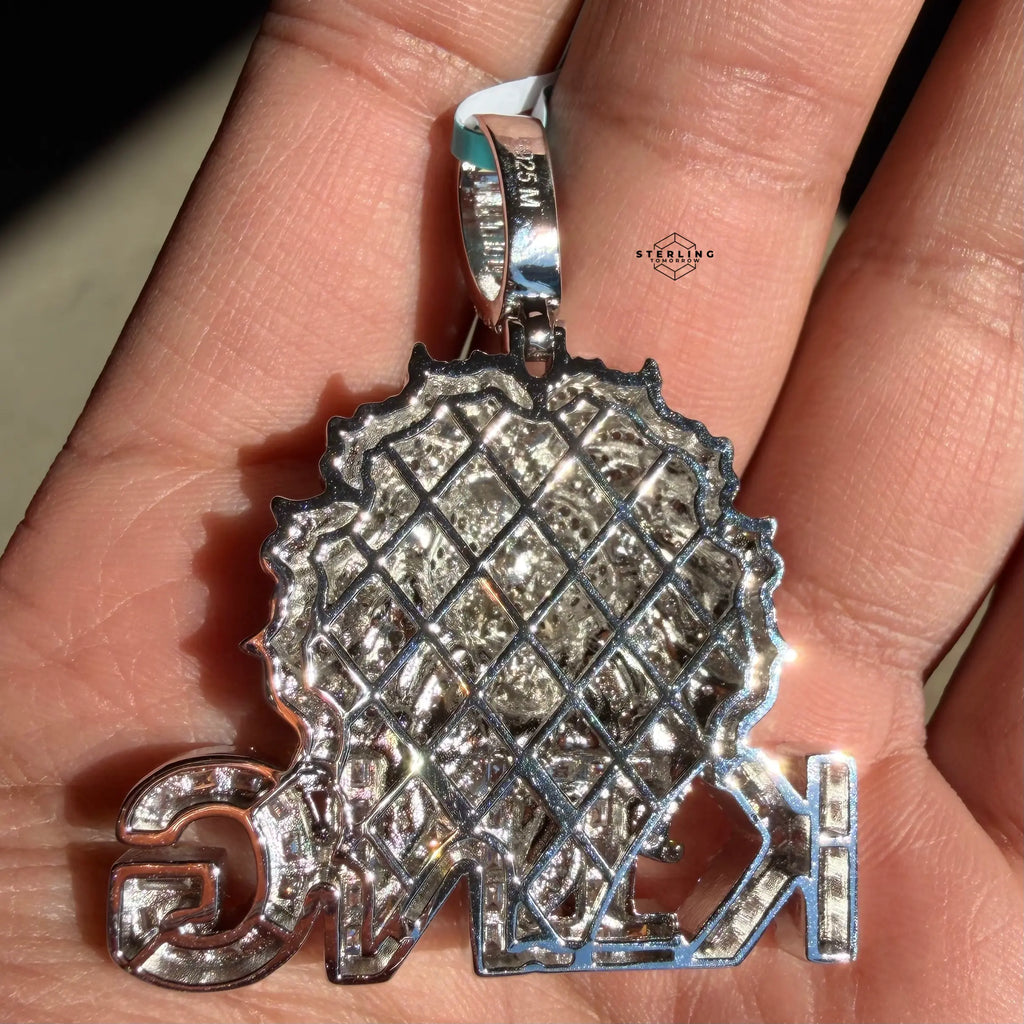 Moissanite King Lion Green Eyes Iced Pendant