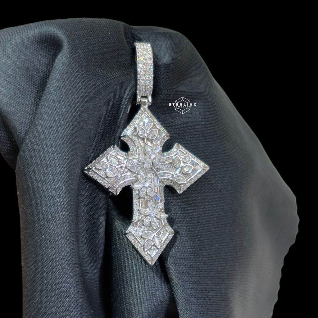 Moissanite Thorn Cross Pendant