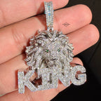 Moissanite King Lion Green Eyes Iced Pendant