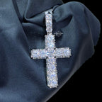 Moissanite Tennis Cross Pendant Iced Out Sides