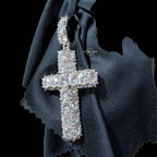 Moissanite Tennis Cross Pendant Iced Out Sides