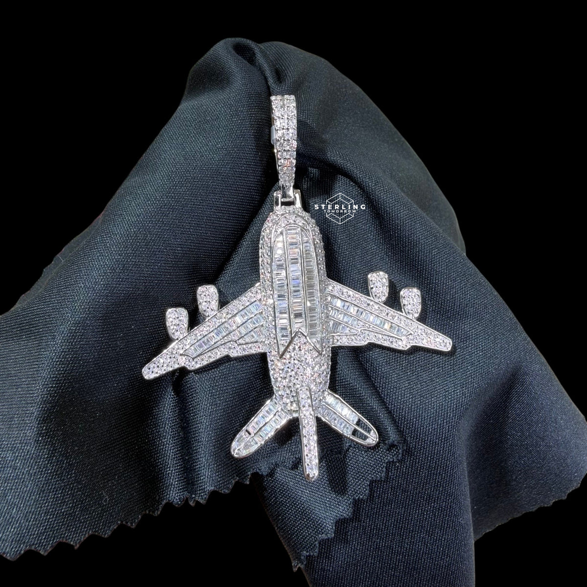 Moissanite Airplane Pendant