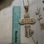 X Large Gold Cross Iced Out Detail Pendant