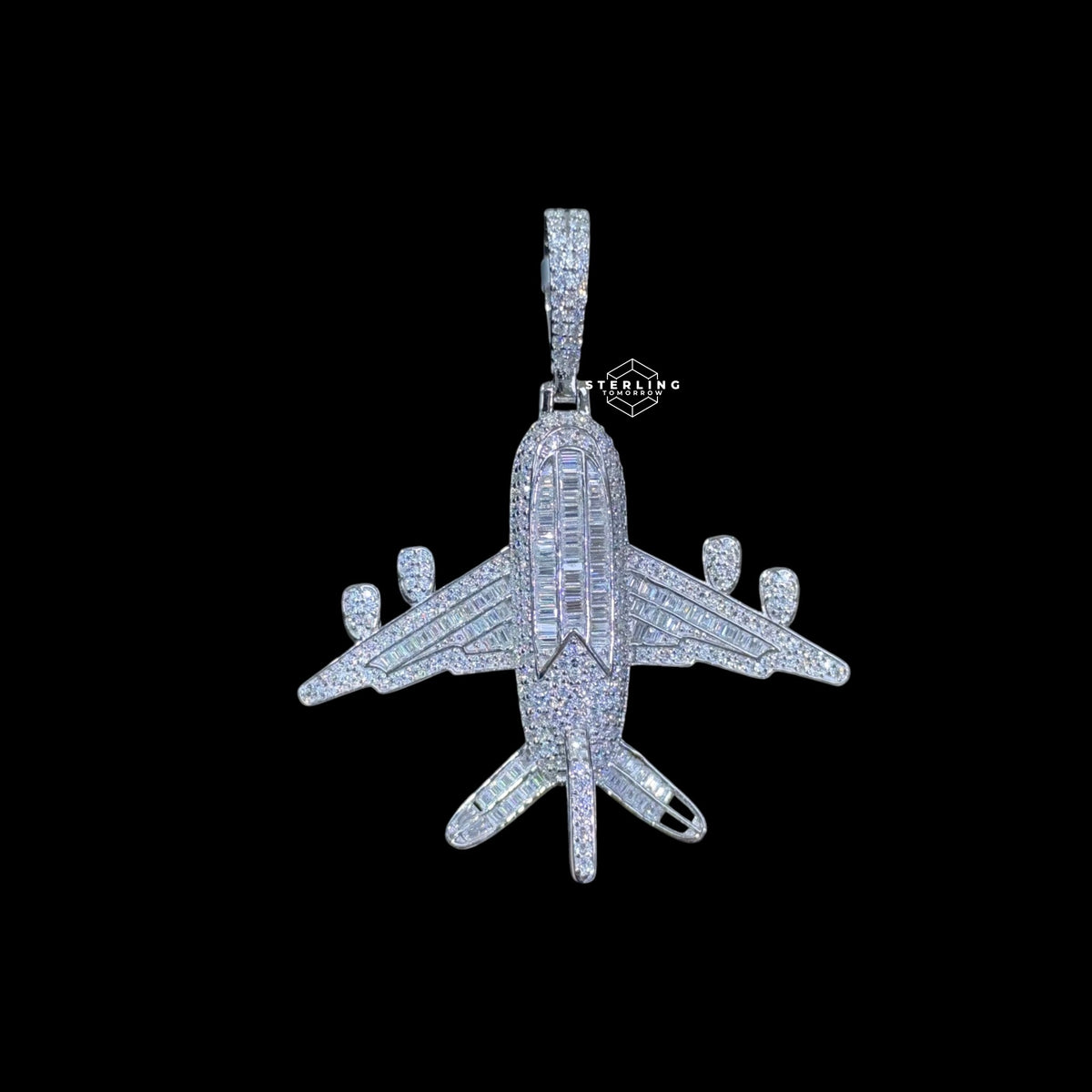 Moissanite Airplane Pendant