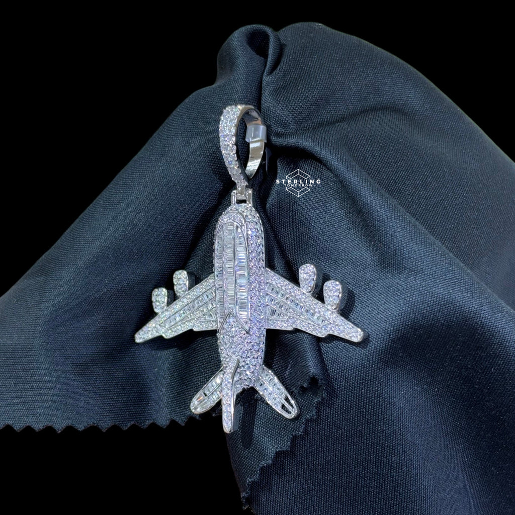 Moissanite Airplane Pendant