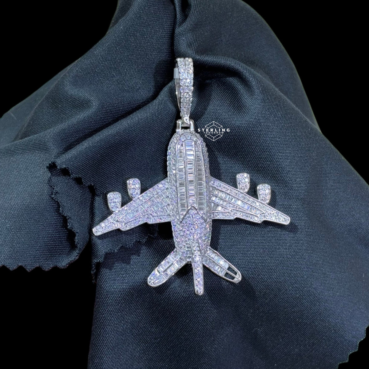 Moissanite Airplane Pendant