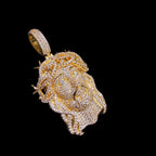 Iced Out Jesus Pendant Crown of Thorns Necklace 14k Gold Plated Religious Mens Christian Bling Chain + Free Steel AntiTarnish Rope Chain