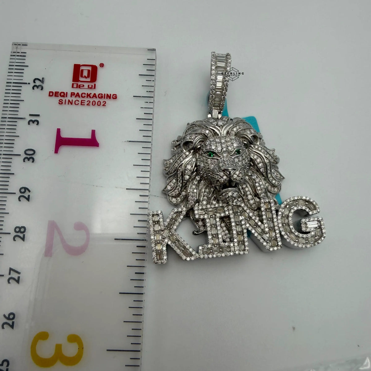 Moissanite King Lion Green Eyes Iced Pendant