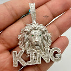 Moissanite King Lion Green Eyes Iced Pendant