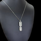 Moissanite Mini Double Dog Tag Pendant w/Box Chain