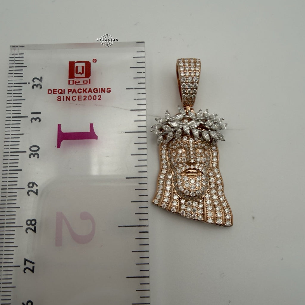 Moissanite Marquis Thorns Rose Jesus Pendant