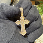 Iced Out Baguette Cross Pendant + Rope Chain