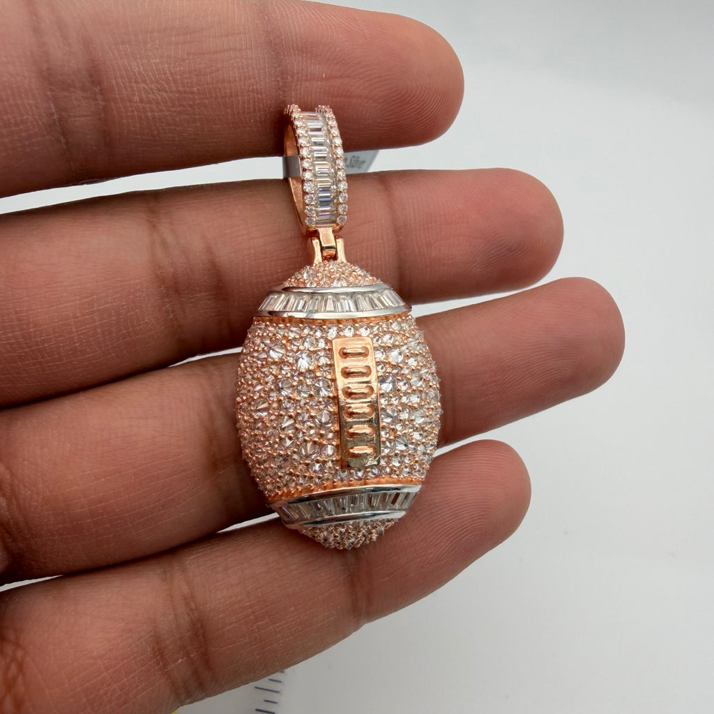 Moissanite Football Rose Iced Pendant