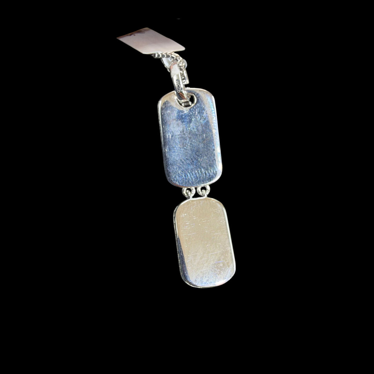 Moissanite Mini Double Dog Tag Pendant w/Box Chain