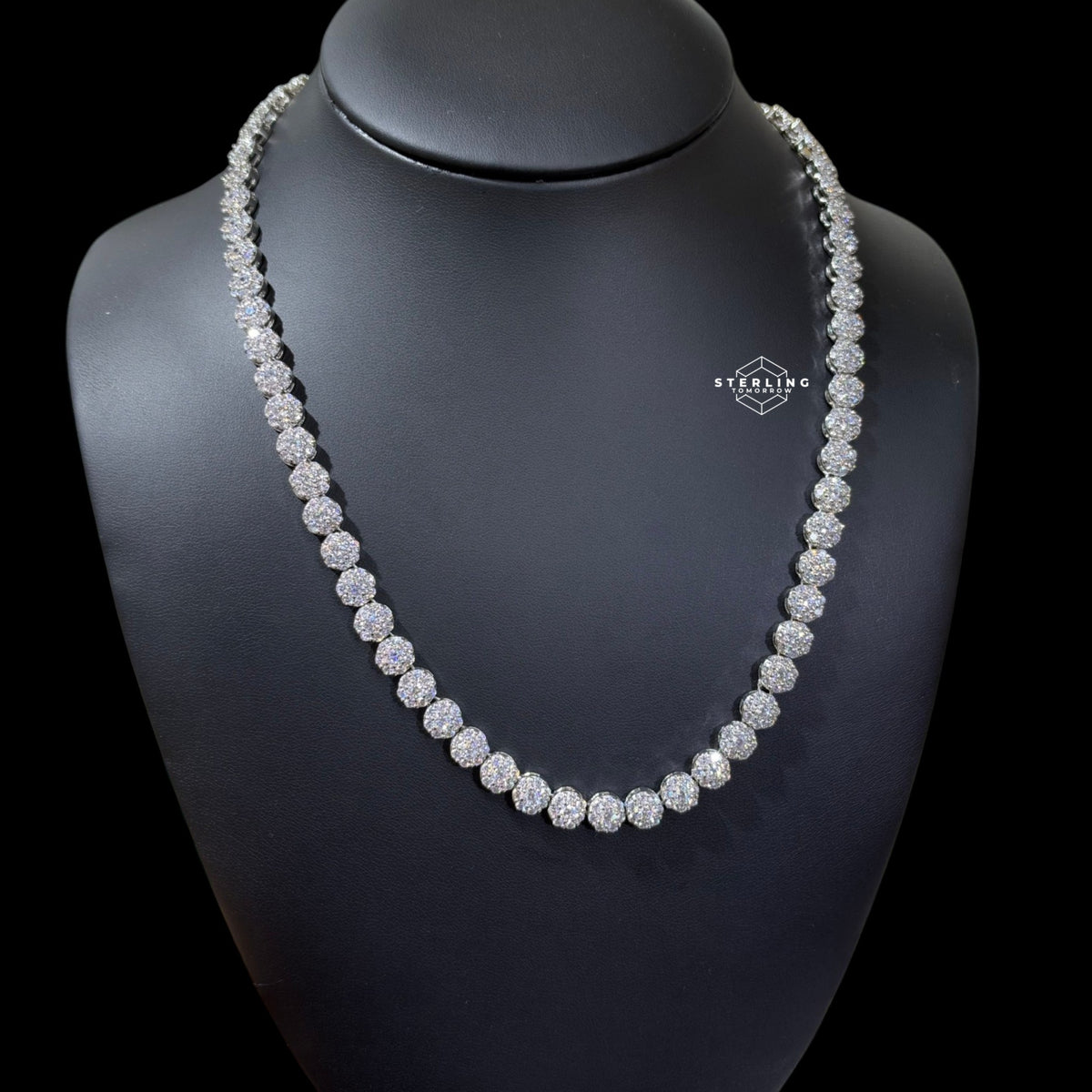 7mm Moissanite Cluster Necklace