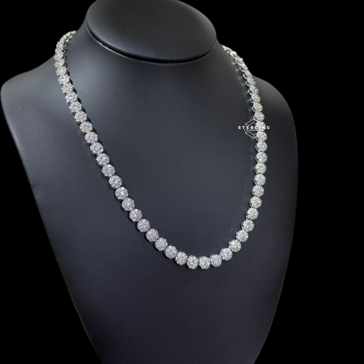 7mm Moissanite Cluster Necklace