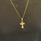 Iced Out Baguette Cross Pendant + Rope Chain