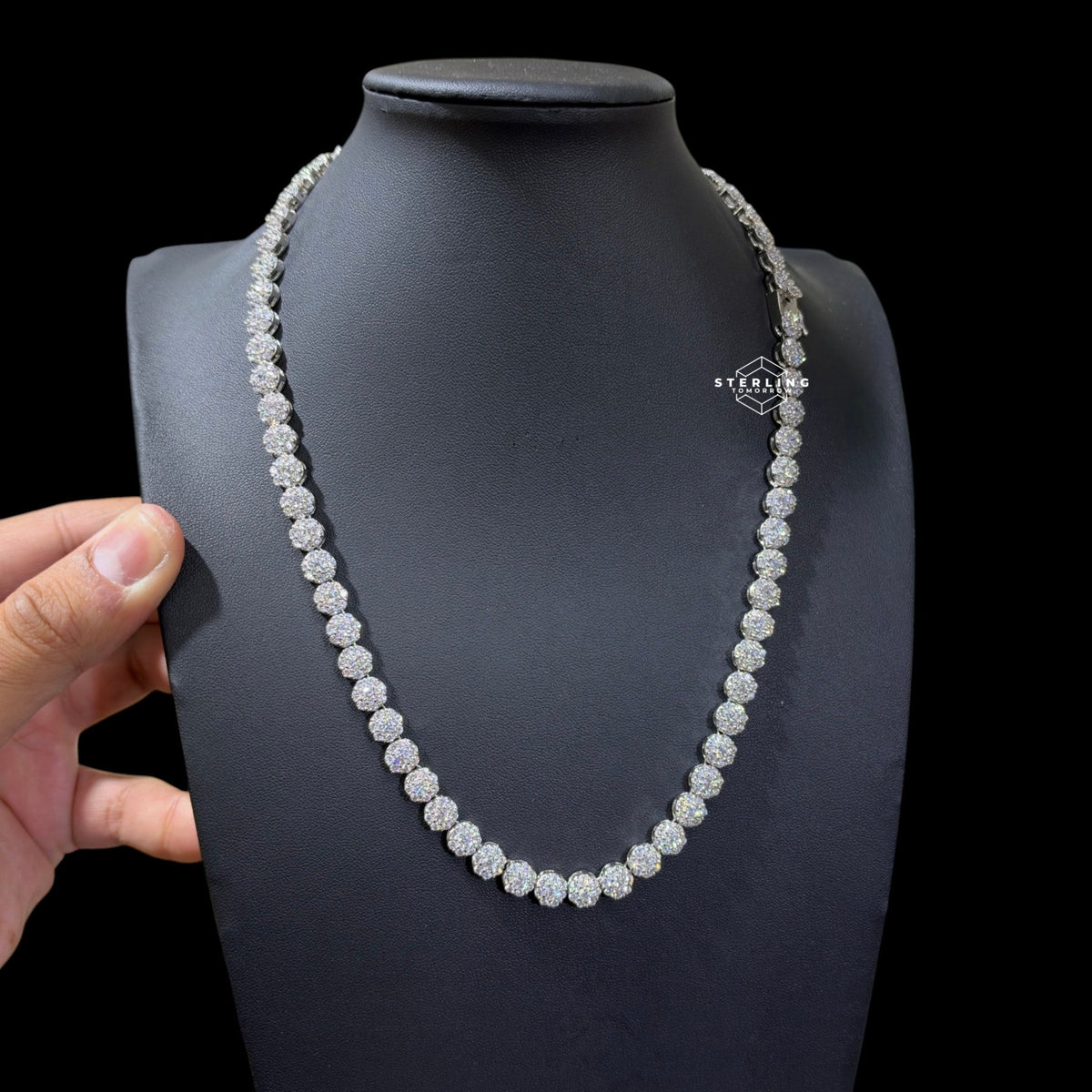 7mm Moissanite Cluster Necklace