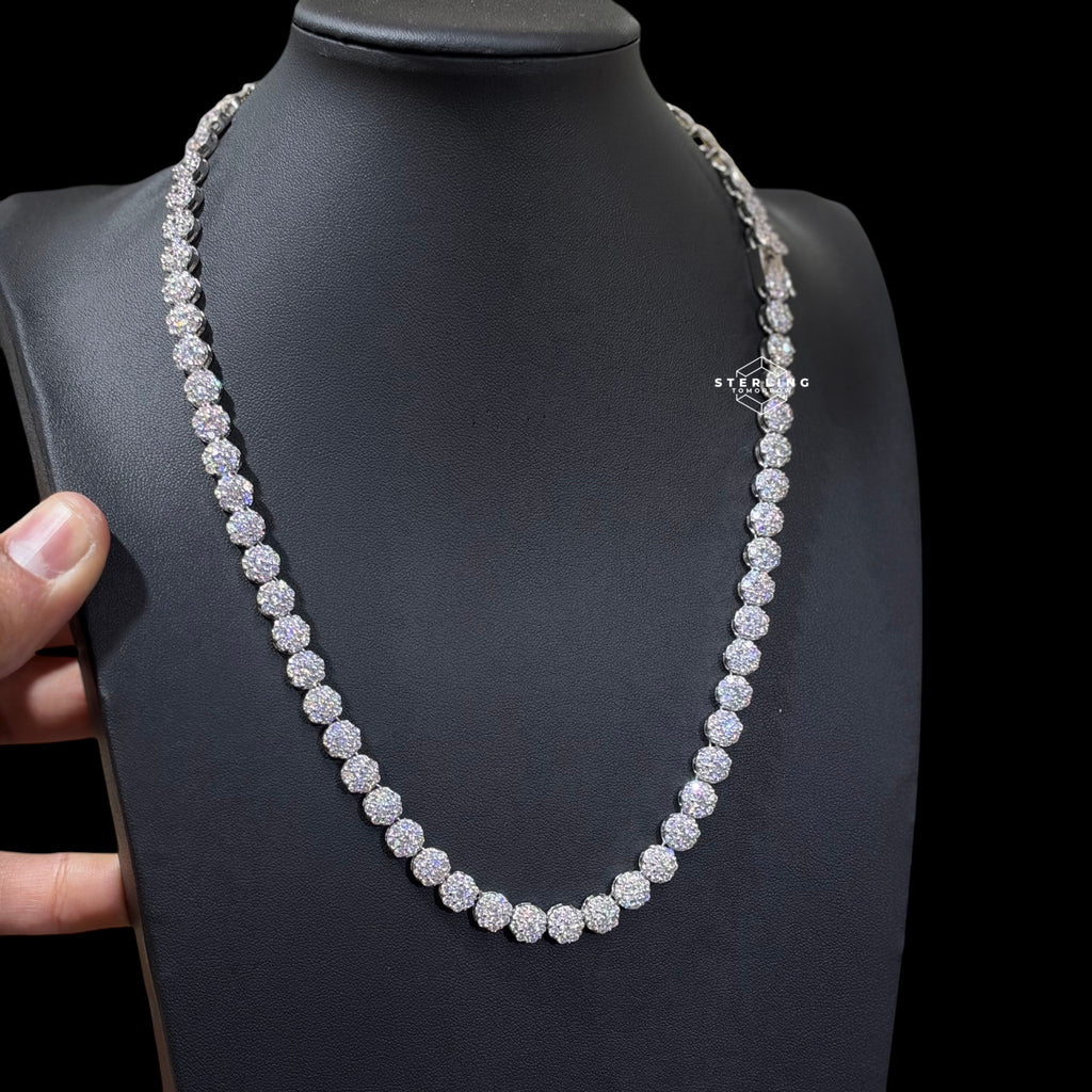 7mm Moissanite Cluster Necklace