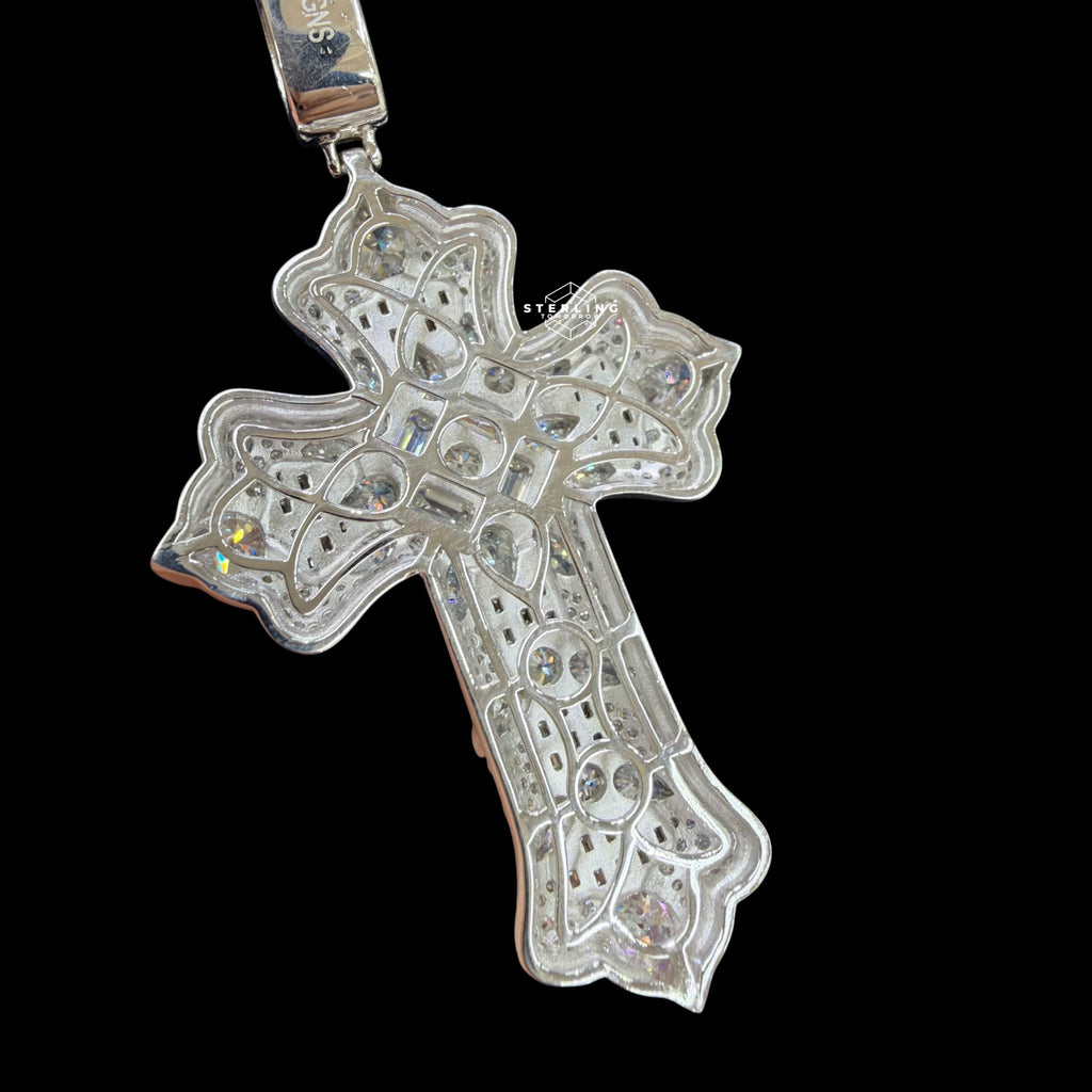 Moissanite Pear-Cut Cross Pendant
