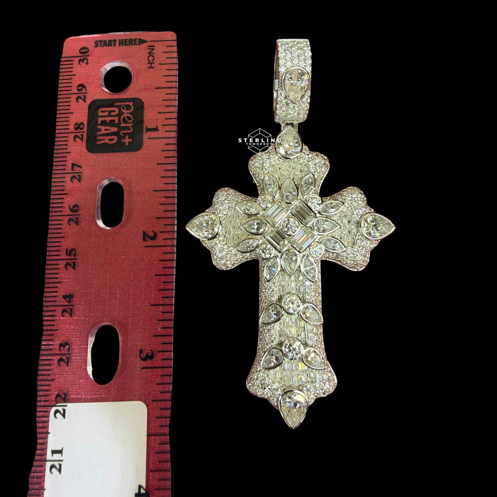 Moissanite Pear-Cut Cross Pendant
