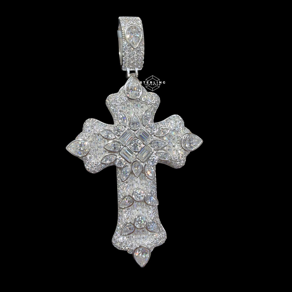 Moissanite Pear-Cut Cross Pendant