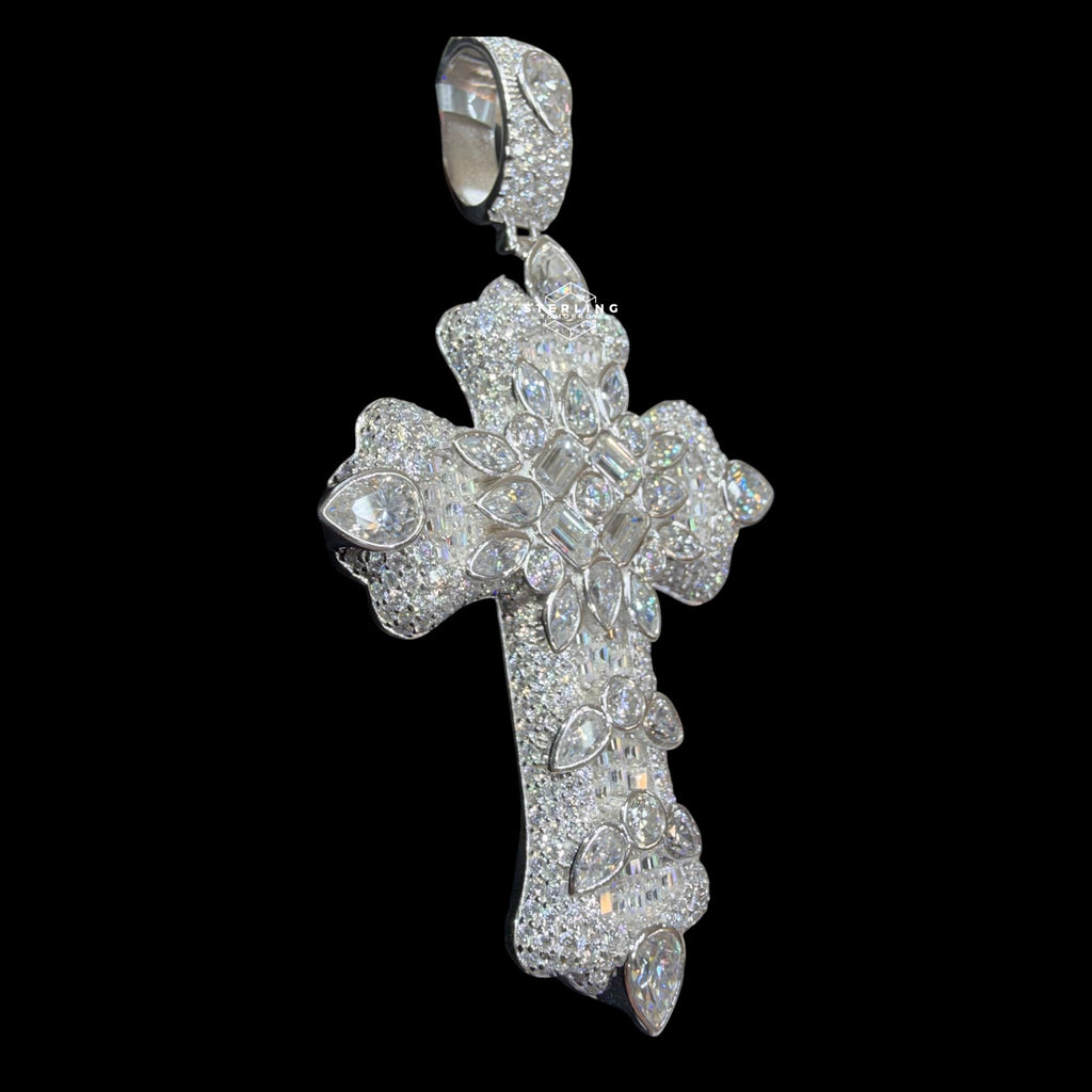 Moissanite Pear-Cut Cross Pendant