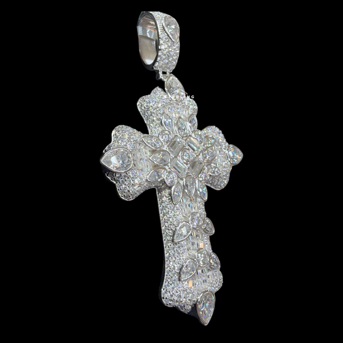 Moissanite Pear-Cut Cross Pendant