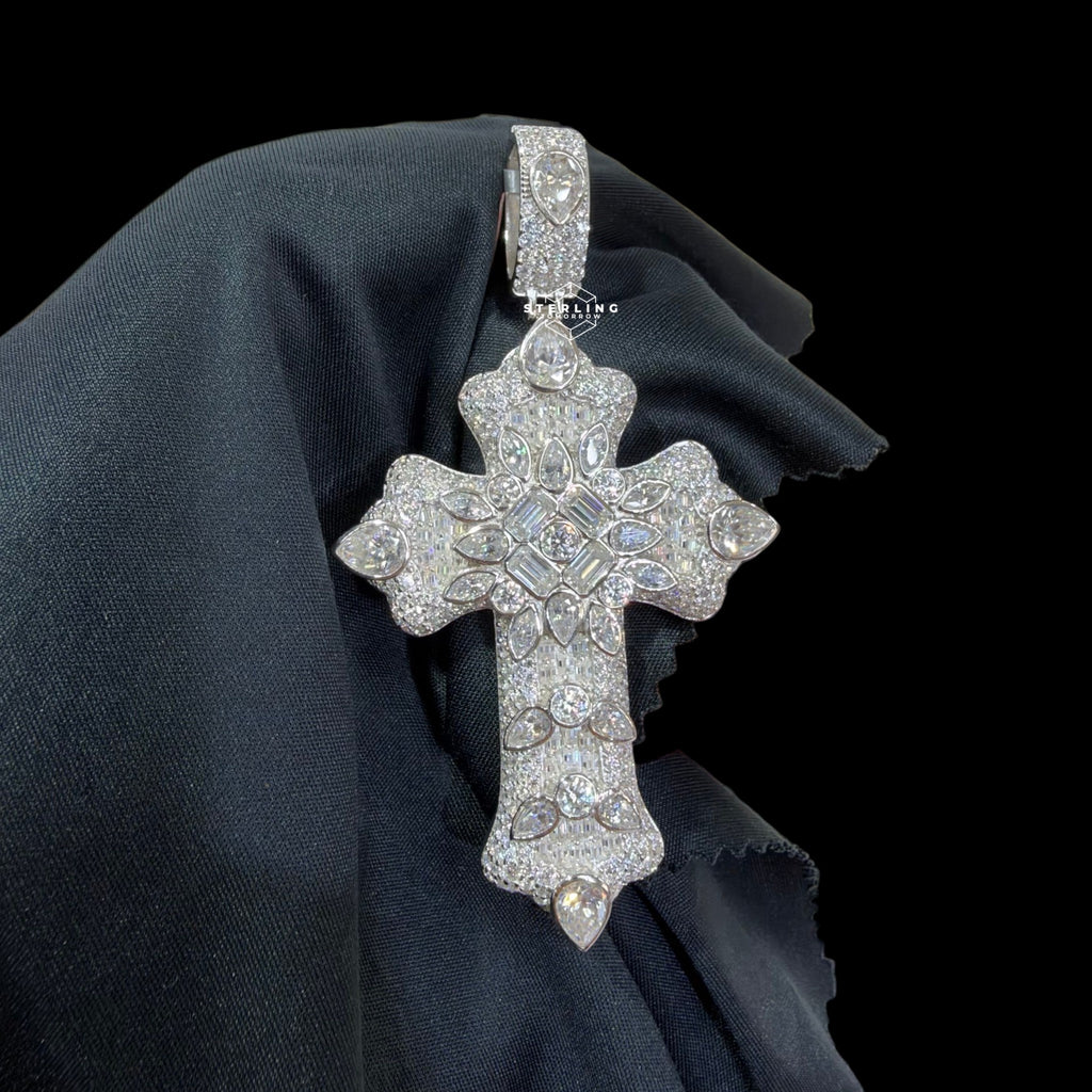 Moissanite Pear-Cut Cross Pendant