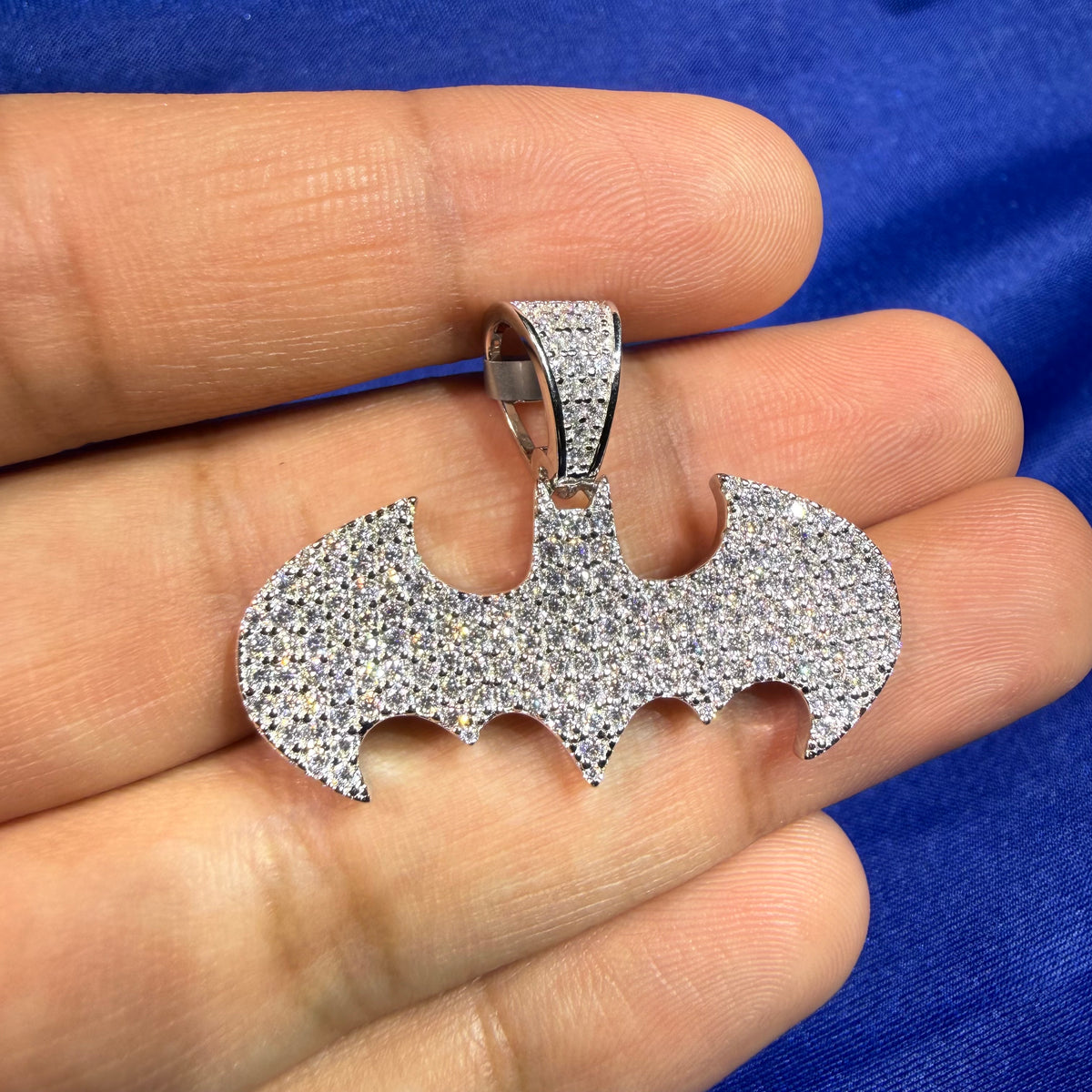 Moissanite Bat Shape Iced Pendant + Steel Rope Chain