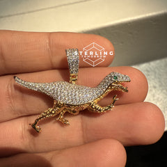 Dinosaur with Green Eyes CZ Pendant