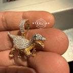 Dinosaur with Green Eyes CZ Pendant