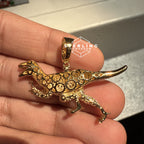 Dinosaur with Green Eyes CZ Pendant