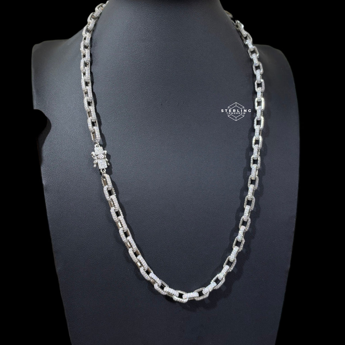 7mm Moissanite Paperclip Link Chain 22"