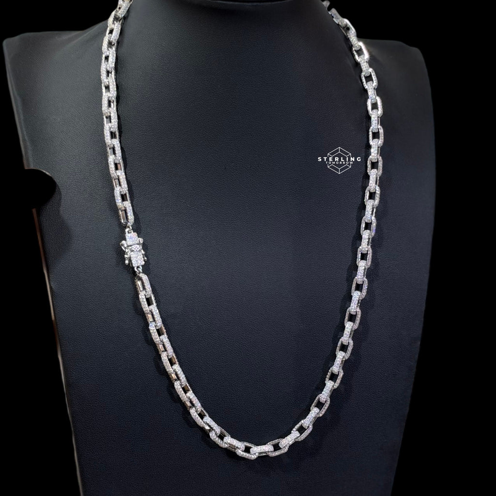 7mm Moissanite Paperclip Link Chain 22"