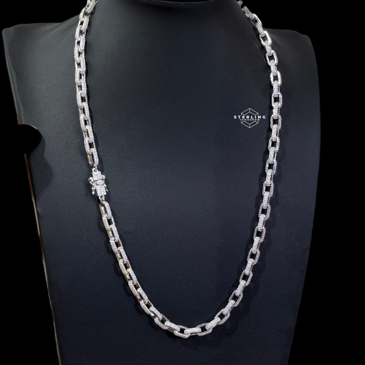 7mm Moissanite Paperclip Link Chain 22"