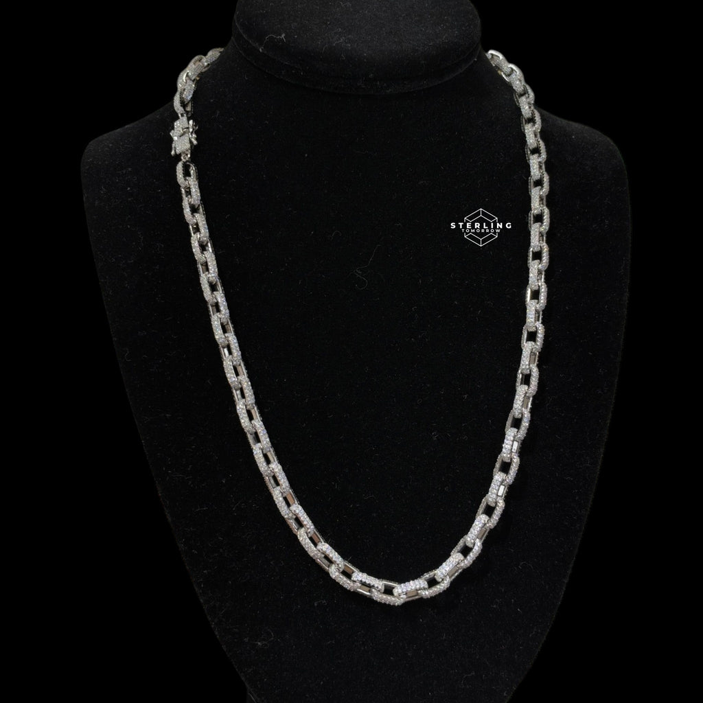 7mm Moissanite Paperclip Link Chain 22"