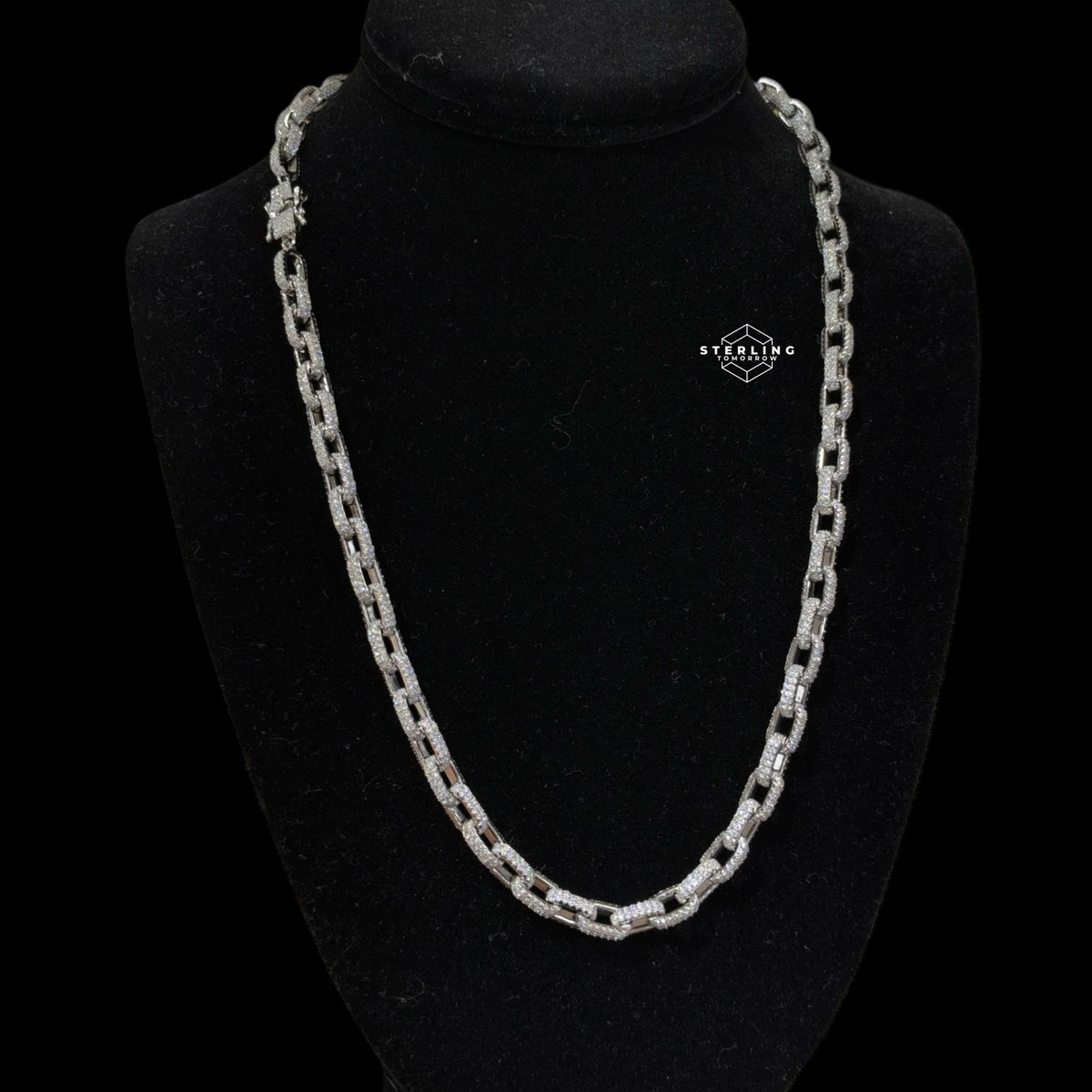 7mm Moissanite Paperclip Link Chain 22"