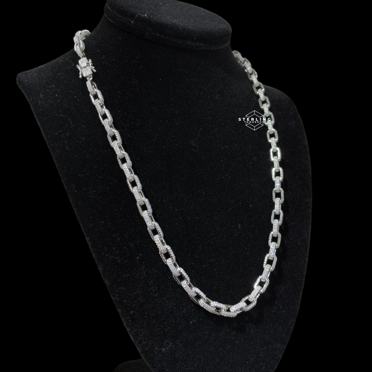 7mm Moissanite Paperclip Link Chain 22"