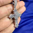 Moissanite Cross Prayer Hands Iced Pendant + Steel Rope Chain